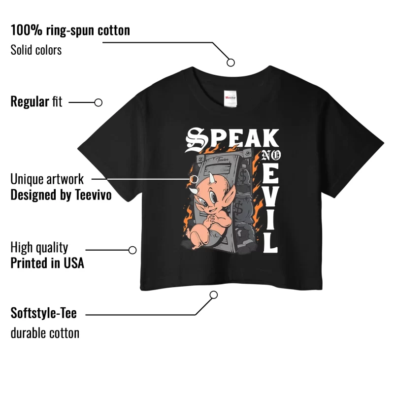 TeeVivo Crop Top Match Air Jordan 3 Retro Black Cat Speak no evil – Air Jordan 3 Crop Top, AJ3 Crop Top
