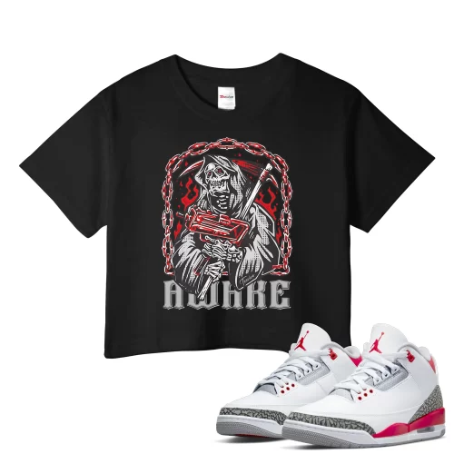TeeVivo Crop Top Match Air Jordan 3 Retro Fire Red Awake – Air Jordan 3 Crop Top, AJ3 Crop Top