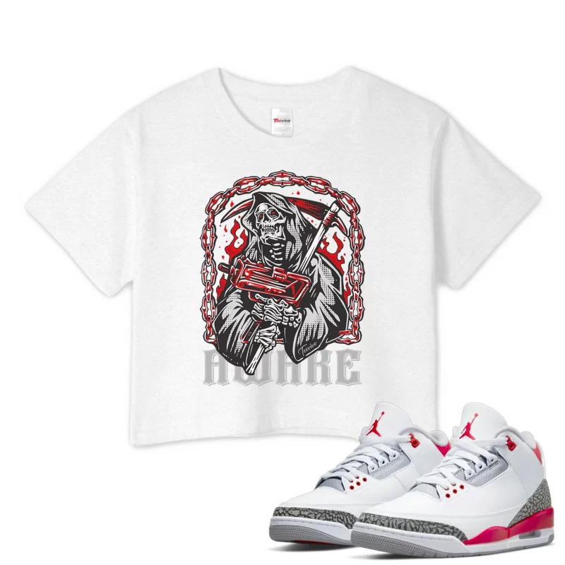 TeeVivo Crop Top Match Air Jordan 3 Retro Fire Red Awake – Air Jordan 3 Crop Top, AJ3 Crop Top
