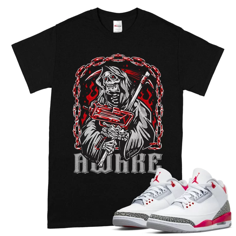 TeeVivo T-Shirt Match Air Jordan 3 Retro Fire Red Awake – Air Jordan 3 Shirt, AJ3 Shirt