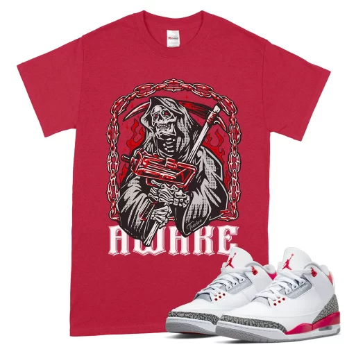 TeeVivo T-Shirt Match Air Jordan 3 Retro Fire Red Awake – Air Jordan 3 Shirt, AJ3 Shirt