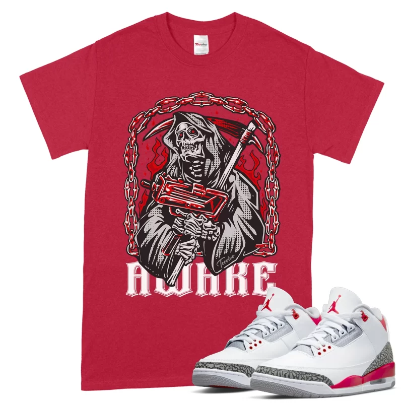 TeeVivo T-Shirt Match Air Jordan 3 Retro Fire Red Awake – Air Jordan 3 Shirt, AJ3 Shirt