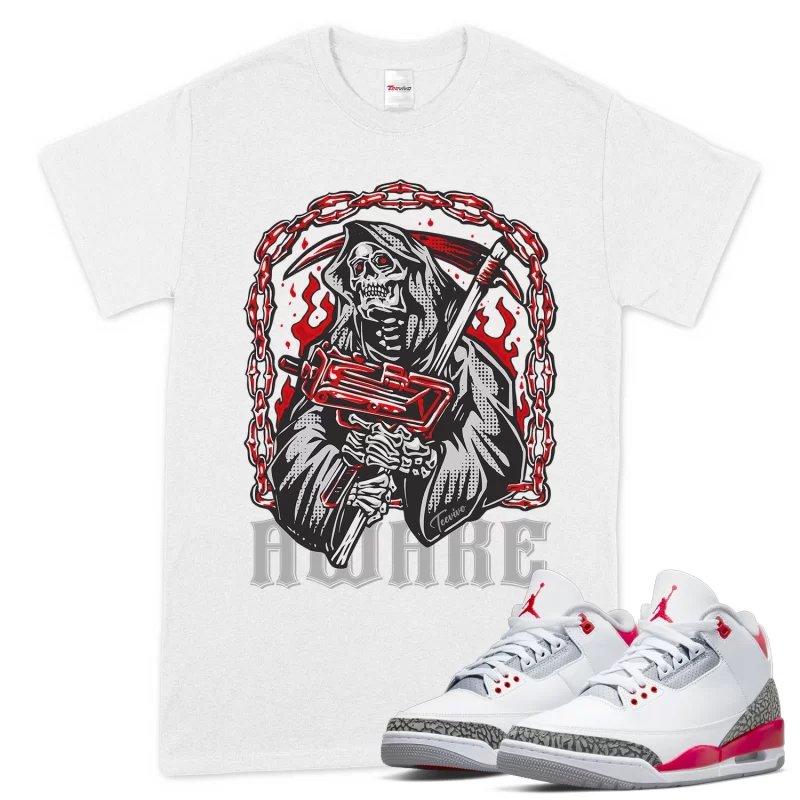 TeeVivo T-Shirt Match Air Jordan 3 Retro Fire Red Awake – Air Jordan 3 Shirt, AJ3 Shirt