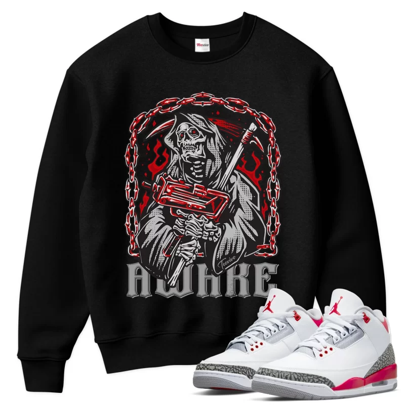 TeeVivo Sweatshirt Match Air Jordan 3 Retro Fire Red Awake – Air Jordan 3 Sweatshirt, AJ3 Sweatshirt