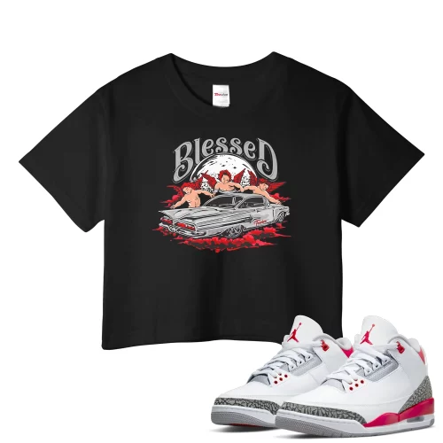 TeeVivo Crop Top Match Air Jordan 3 Retro Fire Red Blessed – Air Jordan 3 Crop Top, AJ3 Crop Top