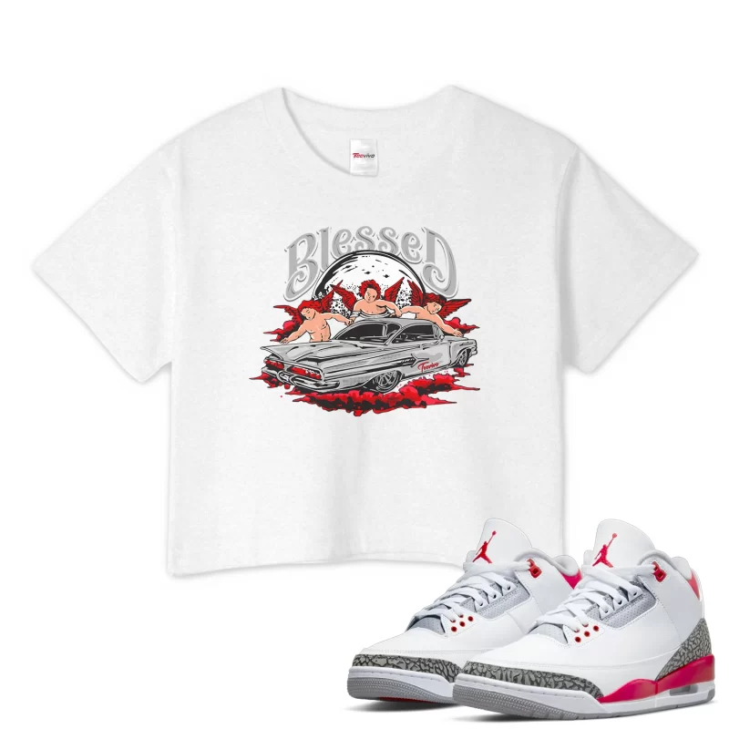 TeeVivo Crop Top Match Air Jordan 3 Retro Fire Red Blessed – Air Jordan 3 Crop Top, AJ3 Crop Top