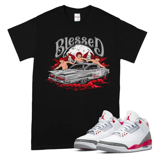 TeeVivo T-Shirt Match Air Jordan 3 Retro Fire Red Blessed – Air Jordan 3 Shirt, AJ3 Shirt