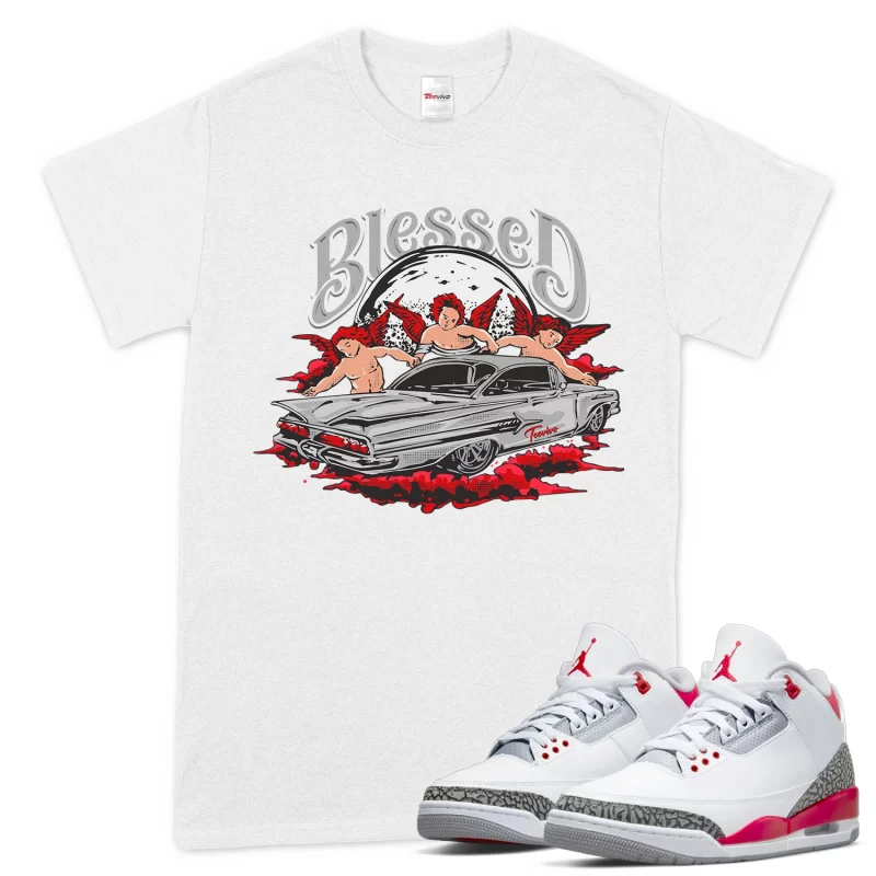 TeeVivo T-Shirt Match Air Jordan 3 Retro Fire Red Blessed – Air Jordan 3 Shirt, AJ3 Shirt