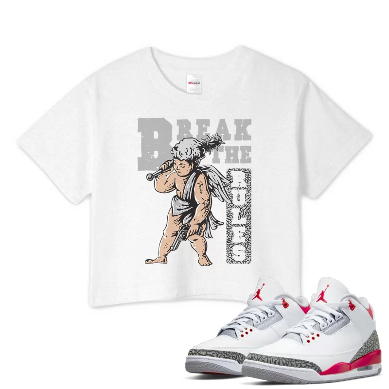 TeeVivo Crop Top Match Air Jordan 3 Retro Fire Red Break the rules – Air Jordan 3 Crop Top, AJ3 Crop Top