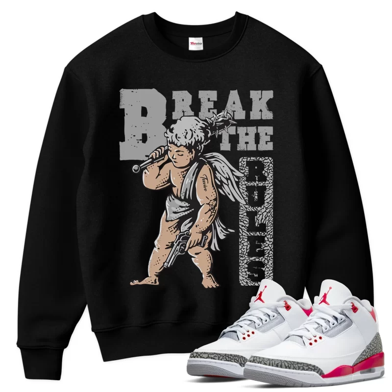 TeeVivo Sweatshirt Match Air Jordan 3 Retro Fire Red Break the rules – Air Jordan 3 Sweatshirt, AJ3 Sweatshirt