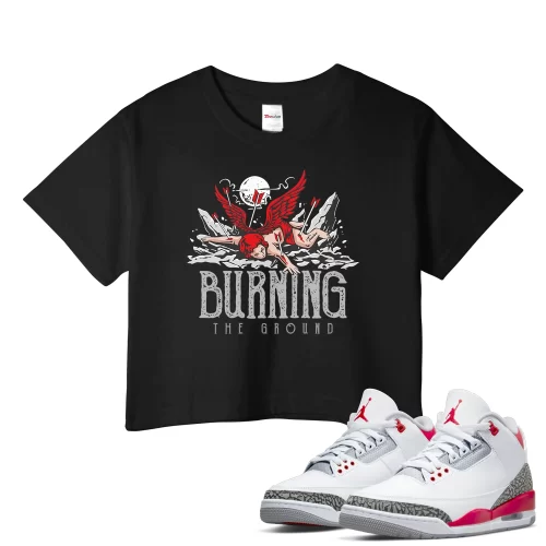 TeeVivo Crop Top Match Air Jordan 3 Retro Fire Red Burning the ground – Air Jordan 3 Crop Top, AJ3 Crop Top