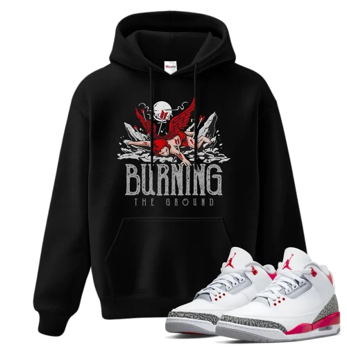 TeeVivo Hoodie Match Air Jordan 3 Retro Fire Red Burning the ground – Air Jordan 3 Hoodie, AJ3 Hoodie