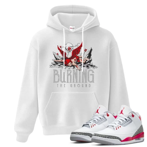 TeeVivo Hoodie Match Air Jordan 3 Retro Fire Red Burning the ground – Air Jordan 3 Hoodie, AJ3 Hoodie