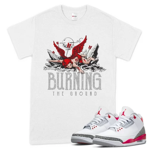 TeeVivo T-Shirt Match Air Jordan 3 Retro Fire Red Burning the ground – Air Jordan 3 Shirt, AJ3 Shirt