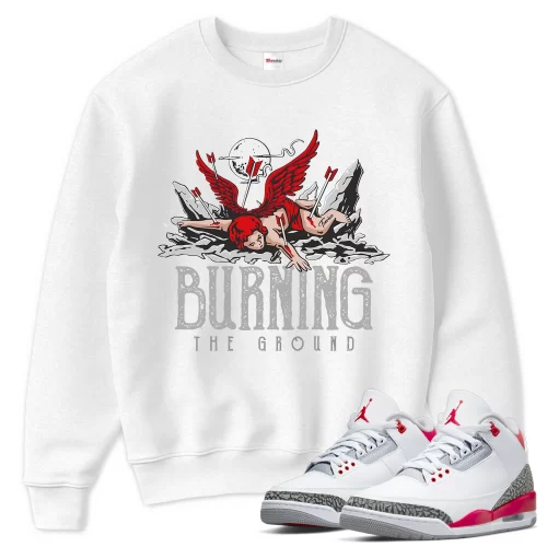 TeeVivo Sweatshirt Match Air Jordan 3 Retro Fire Red Burning the ground – Air Jordan 3 Sweatshirt, AJ3 Sweatshirt