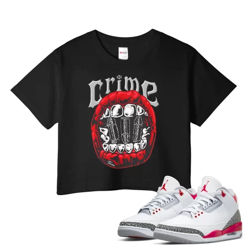 TeeVivo Crop Top Match Air Jordan 3 Retro Fire Red Crime – Air Jordan 3 Crop Top, AJ3 Crop Top