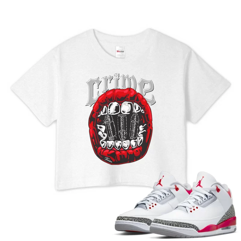 TeeVivo Crop Top Match Air Jordan 3 Retro Fire Red Crime – Air Jordan 3 Crop Top, AJ3 Crop Top