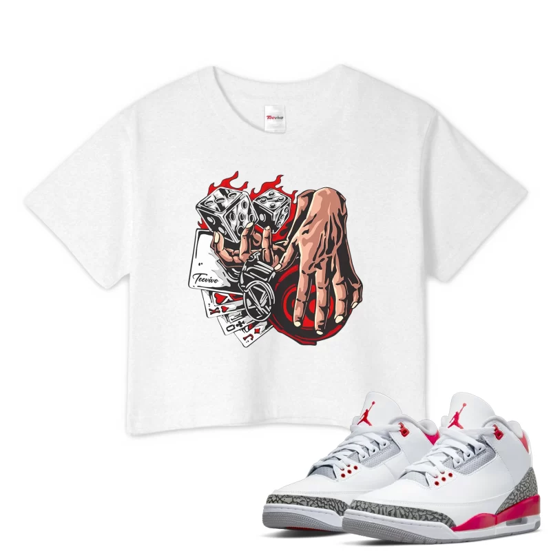 TeeVivo Crop Top Match Air Jordan 3 Retro Fire Red Gambling – Air Jordan 3 Crop Top, AJ3 Crop Top
