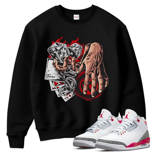 TeeVivo Sweatshirt Match Air Jordan 3 Retro Fire Red Gambling – Air Jordan 3 Sweatshirt, AJ3 Sweatshirt