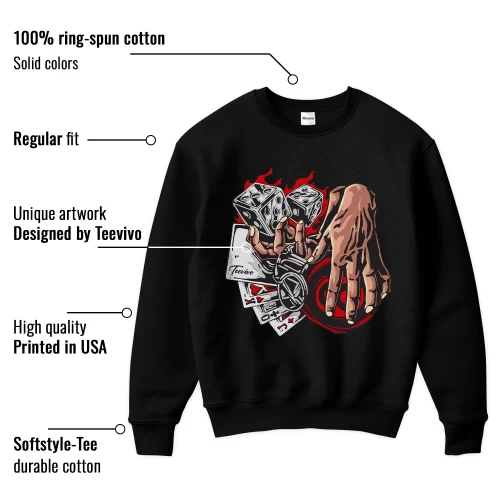 TeeVivo Sweatshirt Match Air Jordan 3 Retro Fire Red Gambling – Air Jordan 3 Sweatshirt, AJ3 Sweatshirt