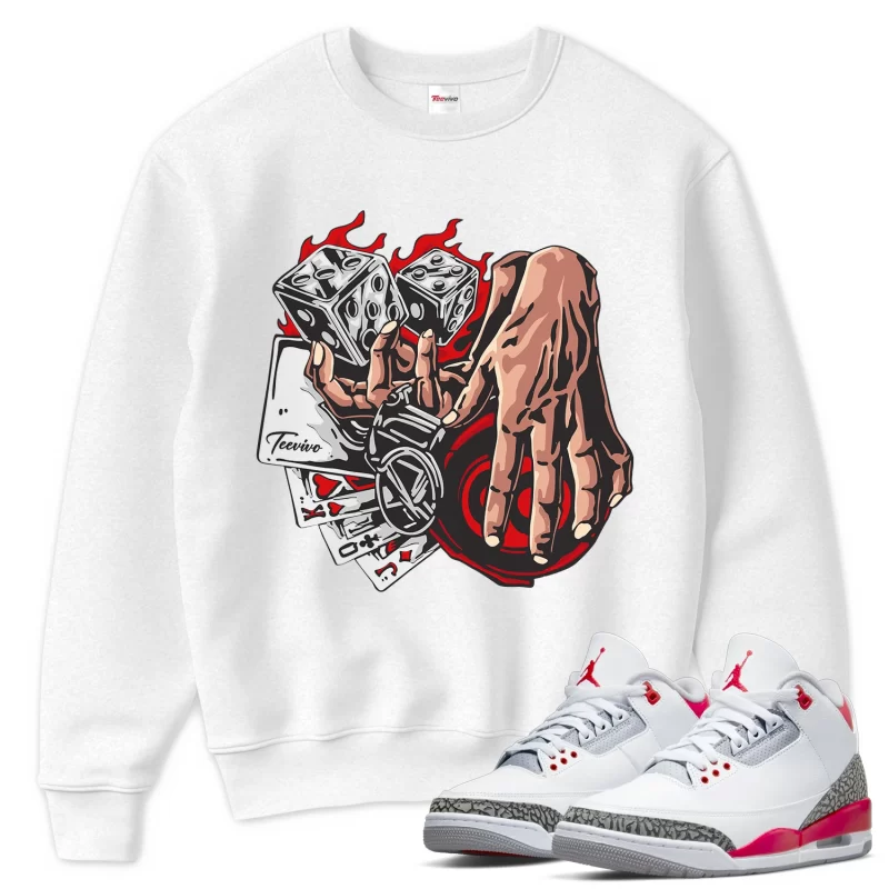 TeeVivo Sweatshirt Match Air Jordan 3 Retro Fire Red Gambling – Air Jordan 3 Sweatshirt, AJ3 Sweatshirt