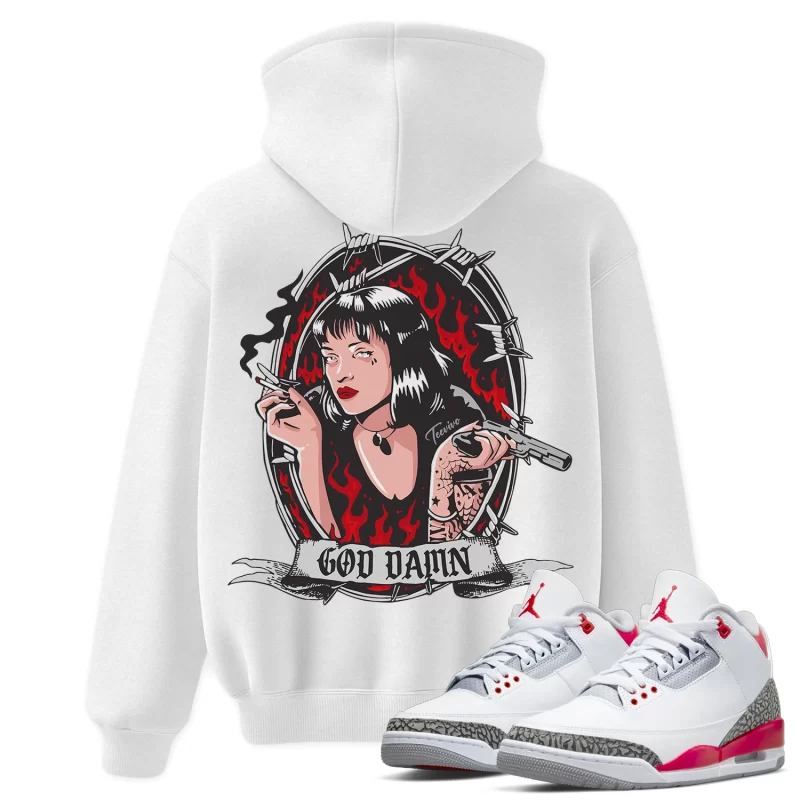 TeeVivo Hoodie Match Air Jordan 3 Retro Fire Red God Daaamn – Air Jordan 3 Hoodie, AJ3 Hoodie