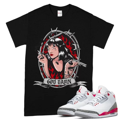 TeeVivo T-Shirt Match Air Jordan 3 Retro Fire Red God Daaamn – Air Jordan 3 Shirt, AJ3 Shirt