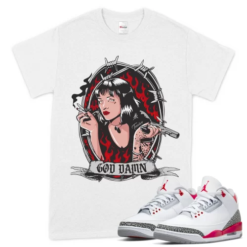 TeeVivo T-Shirt Match Air Jordan 3 Retro Fire Red God Daaamn – Air Jordan 3 Shirt, AJ3 Shirt