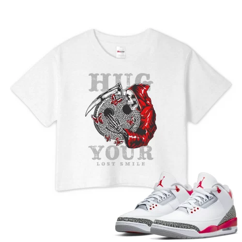 TeeVivo Crop Top Match Air Jordan 3 Retro Fire Red Hug your lost smile – Air Jordan 3 Crop Top, AJ3 Crop Top