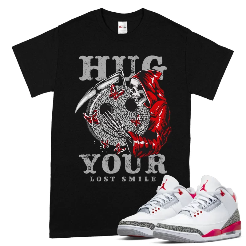 TeeVivo T-Shirt Match Air Jordan 3 Retro Fire Red Hug your lost smile – Air Jordan 3 Shirt, AJ3 Shirt