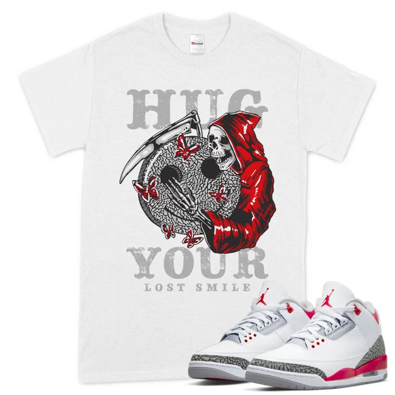 TeeVivo T-Shirt Match Air Jordan 3 Retro Fire Red Hug your lost smile – Air Jordan 3 Shirt, AJ3 Shirt