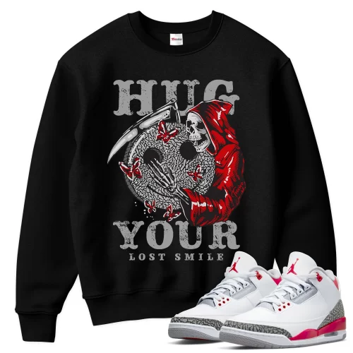 TeeVivo Sweatshirt Match Air Jordan 3 Retro Fire Red Hug your lost smile – Air Jordan 3 Sweatshirt, AJ3 Sweatshirt