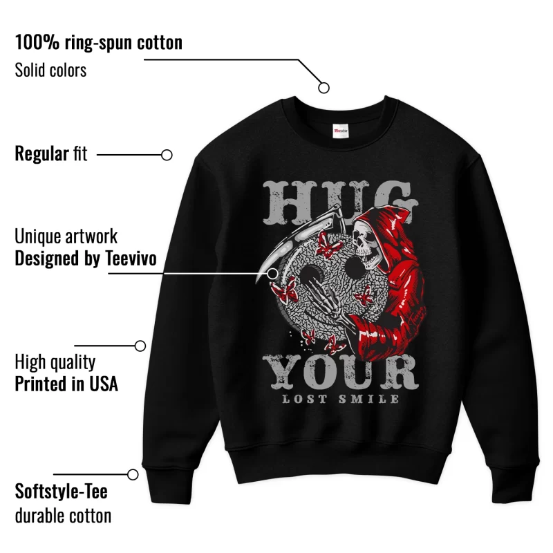 TeeVivo Sweatshirt Match Air Jordan 3 Retro Fire Red Hug your lost smile – Air Jordan 3 Sweatshirt, AJ3 Sweatshirt