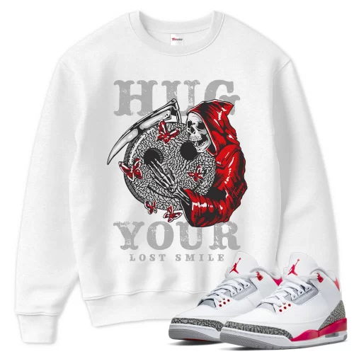 TeeVivo Sweatshirt Match Air Jordan 3 Retro Fire Red Hug your lost smile – Air Jordan 3 Sweatshirt, AJ3 Sweatshirt