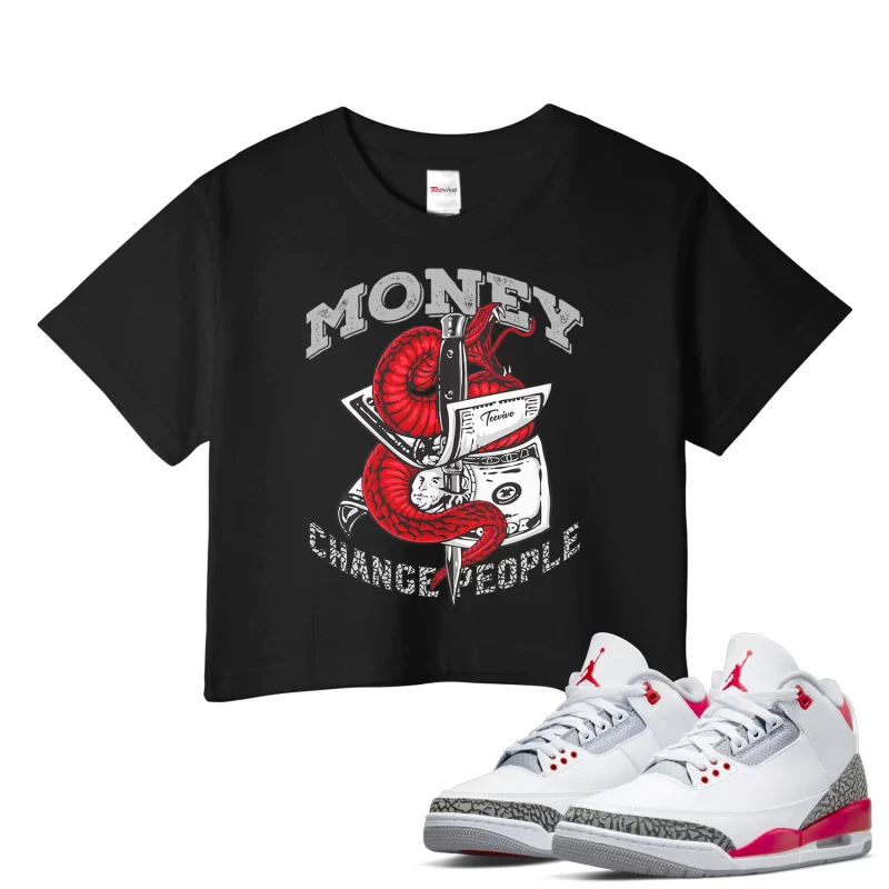 TeeVivo Crop Top Match Air Jordan 3 Retro Fire Red Money change people – Air Jordan 3 Crop Top, AJ3 Crop Top