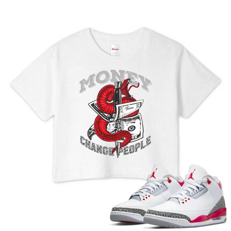 TeeVivo Crop Top Match Air Jordan 3 Retro Fire Red Money change people – Air Jordan 3 Crop Top, AJ3 Crop Top