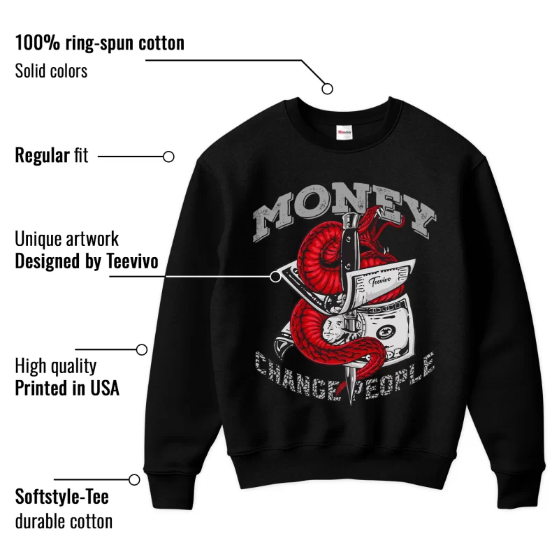 TeeVivo Sweatshirt Match Air Jordan 3 Retro Fire Red Money change people – Air Jordan 3 Sweatshirt, AJ3 Sweatshirt