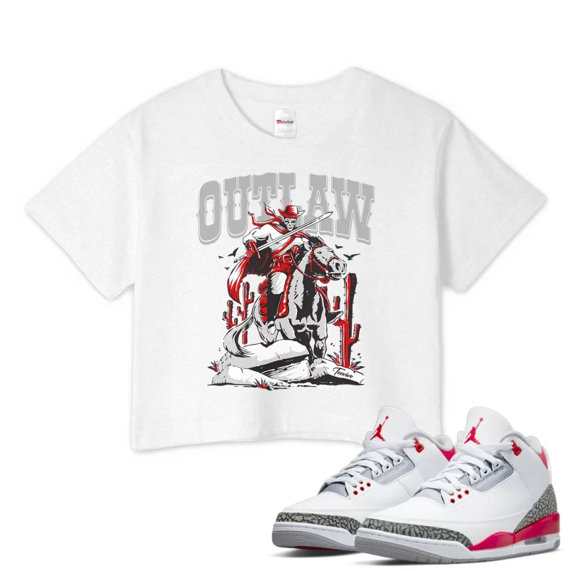 TeeVivo Crop Top Match Air Jordan 3 Retro Fire Red Outlaw – Air Jordan 3 Crop Top, AJ3 Crop Top