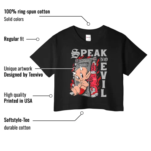 TeeVivo Crop Top Match Air Jordan 3 Retro Fire Red Speak no evil – Air Jordan 3 Crop Top, AJ3 Crop Top