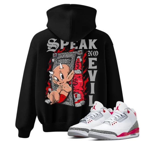 TeeVivo Hoodie Match Air Jordan 3 Retro Fire Red Speak no evil – Air Jordan 3 Hoodie, AJ3 Hoodie