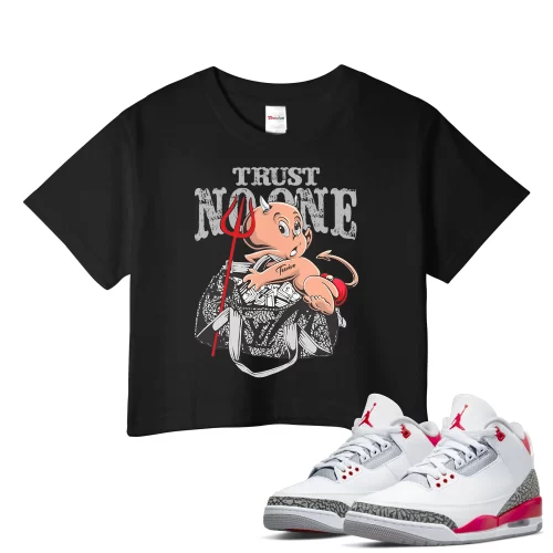 TeeVivo Crop Top Match Air Jordan 3 Retro Fire Red Trust no one – Air Jordan 3 Crop Top, AJ3 Crop Top
