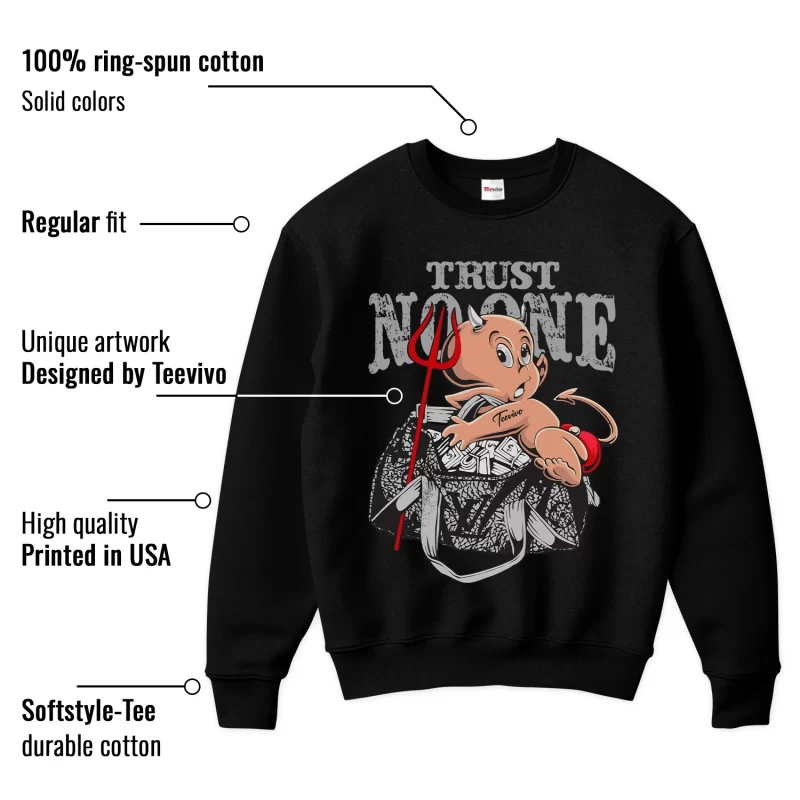 TeeVivo Sweatshirt Match Air Jordan 3 Retro Fire Red Trust no one – Air Jordan 3 Sweatshirt, AJ3 Sweatshirt