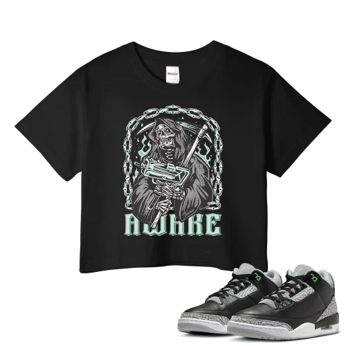 TeeVivo Crop Top Match Air Jordan 3 Retro Green Glow Awake – Air Jordan 3 Crop Top, AJ3 Crop Top