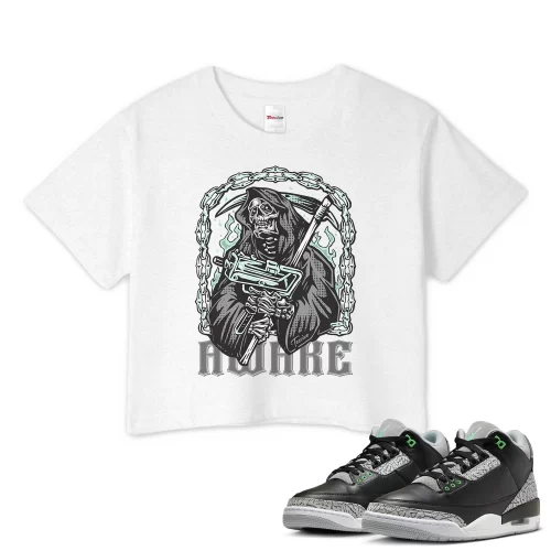 TeeVivo Crop Top Match Air Jordan 3 Retro Green Glow Awake – Air Jordan 3 Crop Top, AJ3 Crop Top