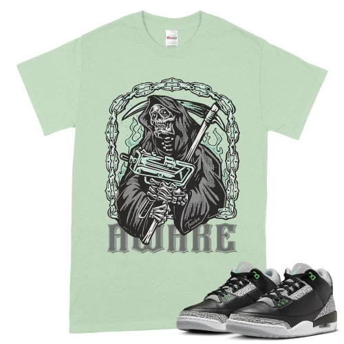 TeeVivo T-Shirt Match Air Jordan 3 Retro Green Glow Awake – Air Jordan 3 Shirt, AJ3 Shirt