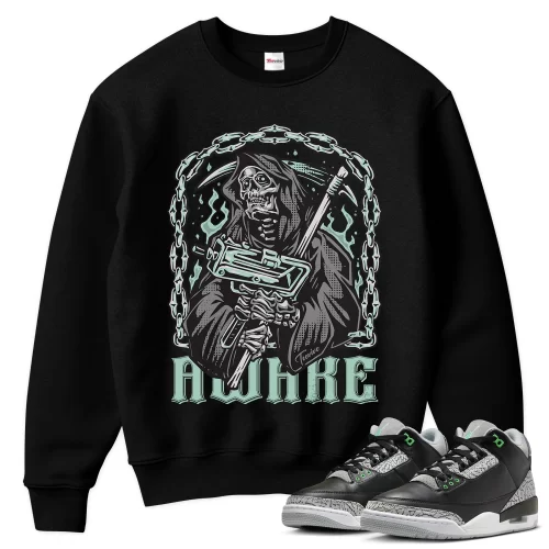 TeeVivo Sweatshirt Match Air Jordan 3 Retro Green Glow Awake – Air Jordan 3 Sweatshirt, AJ3 Sweatshirt