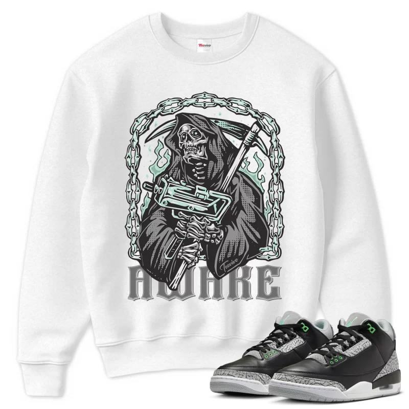 TeeVivo Sweatshirt Match Air Jordan 3 Retro Green Glow Awake – Air Jordan 3 Sweatshirt, AJ3 Sweatshirt