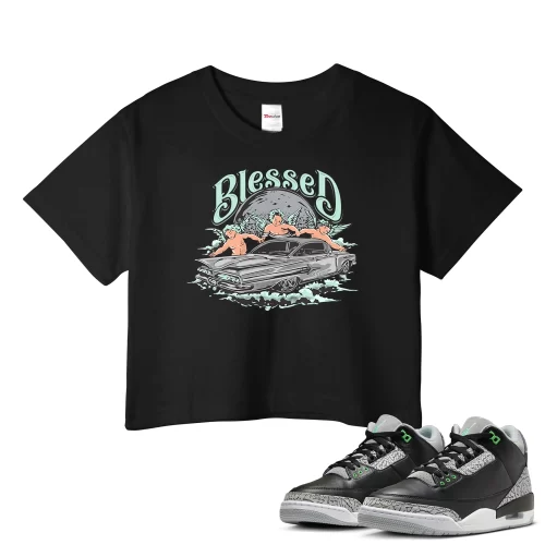 TeeVivo Crop Top Match Air Jordan 3 Retro Green Glow Blessed – Air Jordan 3 Crop Top, AJ3 Crop Top