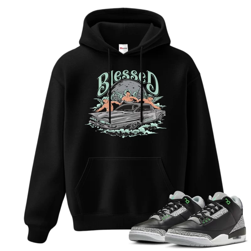 TeeVivo Hoodie Match Air Jordan 3 Retro Green Glow Blessed – Air Jordan 3 Hoodie, AJ3 Hoodie