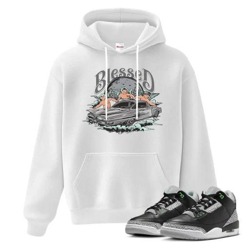 TeeVivo Hoodie Match Air Jordan 3 Retro Green Glow Blessed – Air Jordan 3 Hoodie, AJ3 Hoodie